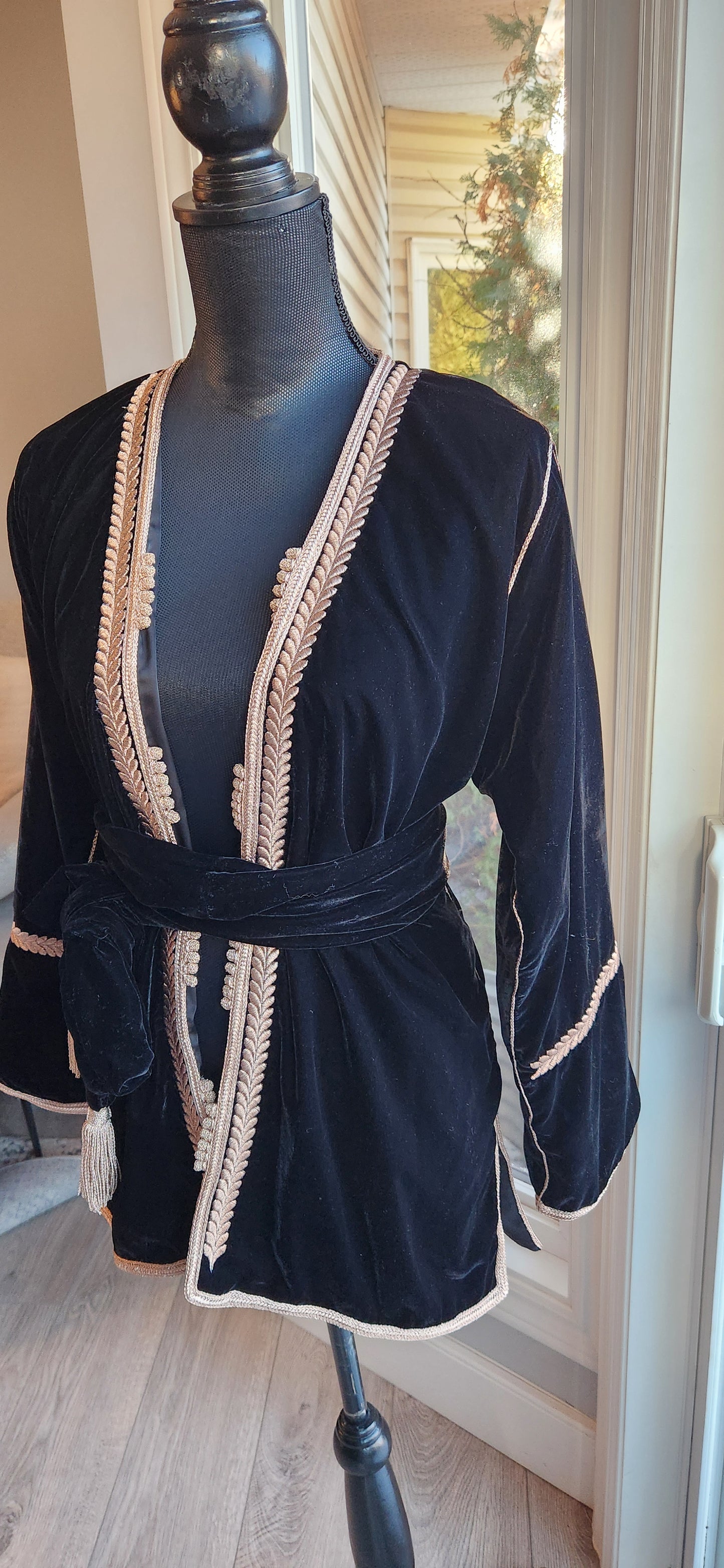 Black Velvet Moroccan Short Jacket – Handcrafted Elegance