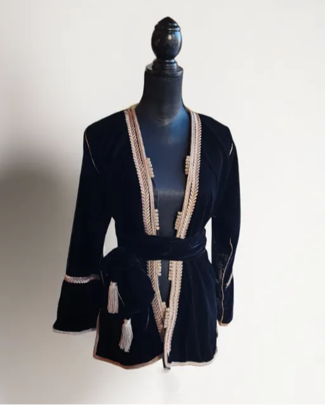 Black Velvet Moroccan Short Jacket – Handcrafted Elegance